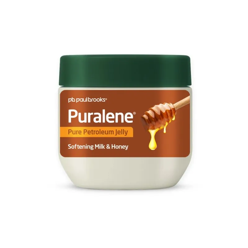 Puralene Petroleum Jelly Milk and Honey by Paul Brooks, product pack on a white background