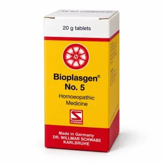 Bioplasgen No. 5 20g homeopathic combination tablets by Dr. Willmar Schwabe on a pure white studio background