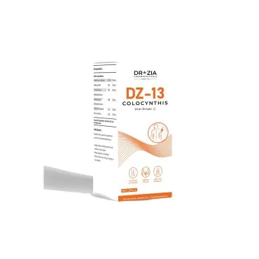 DZ-13 Colocynthis by Dr Zia Pharma, product pack centered on a white background