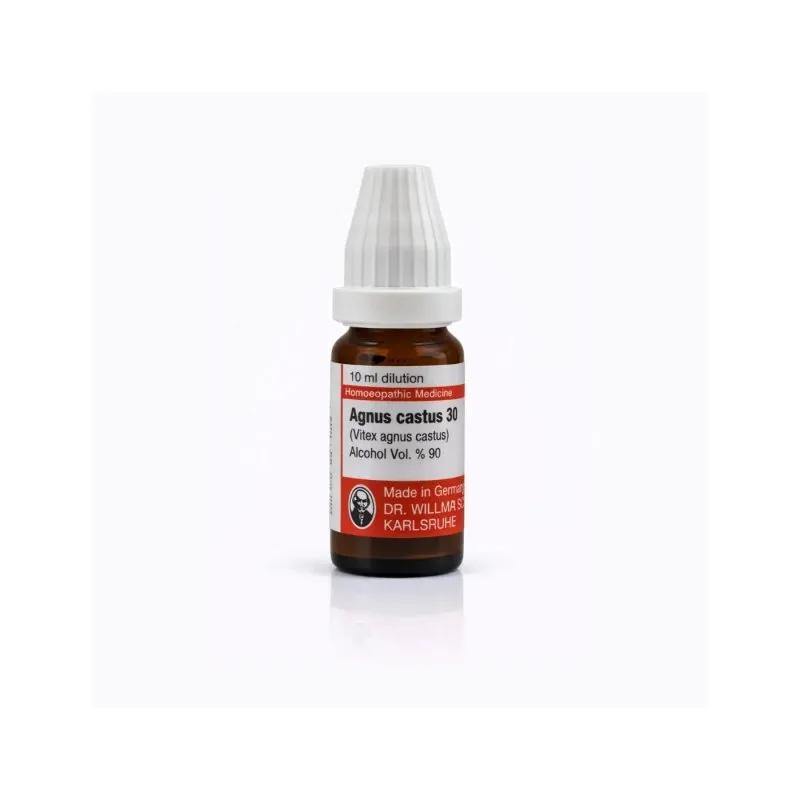 Agnus Castus 10ml homeopathic dilutions and mother tincture bottle or pack on white background