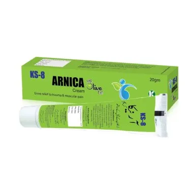 KS 08 ARNICA Cream (With Olive Oil) 20 g, Kamal Laboratories product pack on a white background