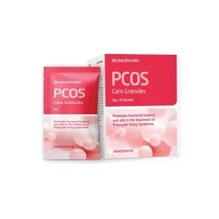 PCOS Care Granules Sachets by Paul Brooks, product pack on a white background