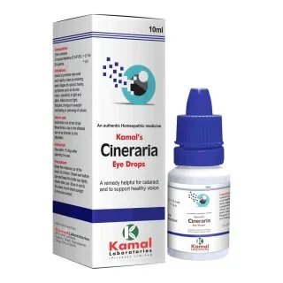 CINERARIA EYE DROPS 10 ml, Kamal Laboratories product pack on a white background
