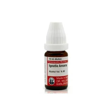 Ignatia Amara 10ml homeopathic dilutions and mother tincture bottle or pack on white background