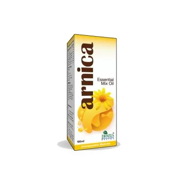 Arnica Essential Mix Oil by Dr Zia Pharma, product pack centered on a white background