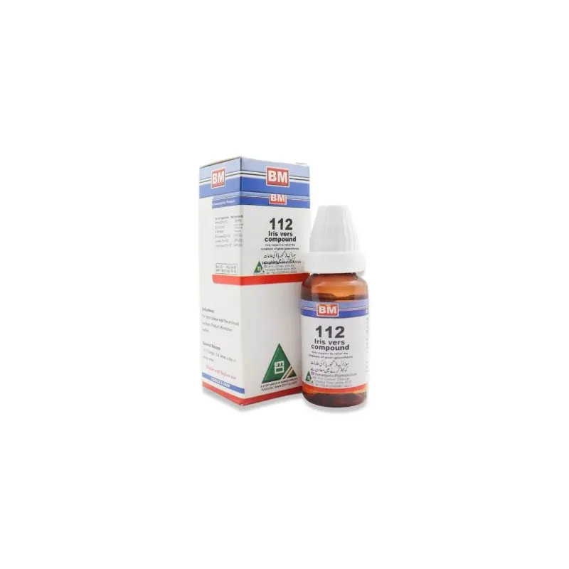 BM 112 Drops homeopathic drops by BM Homoeopathic Pharmaceuticals on a pure white background