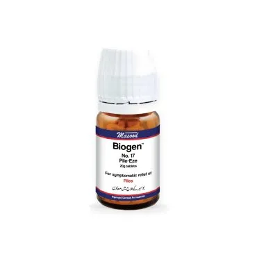 Biogen 17 Pile-Eze 20 g tablets by Dr. Masood on a white background