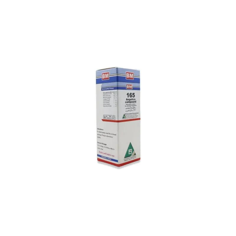 BM 165 Drops homeopathic drops by BM Homoeopathic Pharmaceuticals on a pure white background