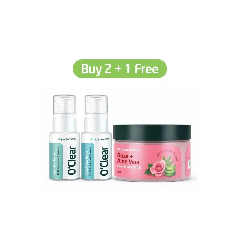 Hydration + Glass Glow Bundle by Paul Brooks, product pack on a white background