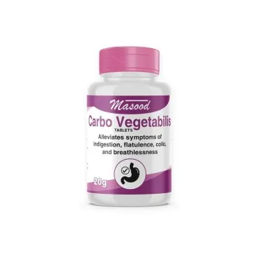Carbo Vegetabilis Tablets by Dr. Masood, original bottle on a white background
