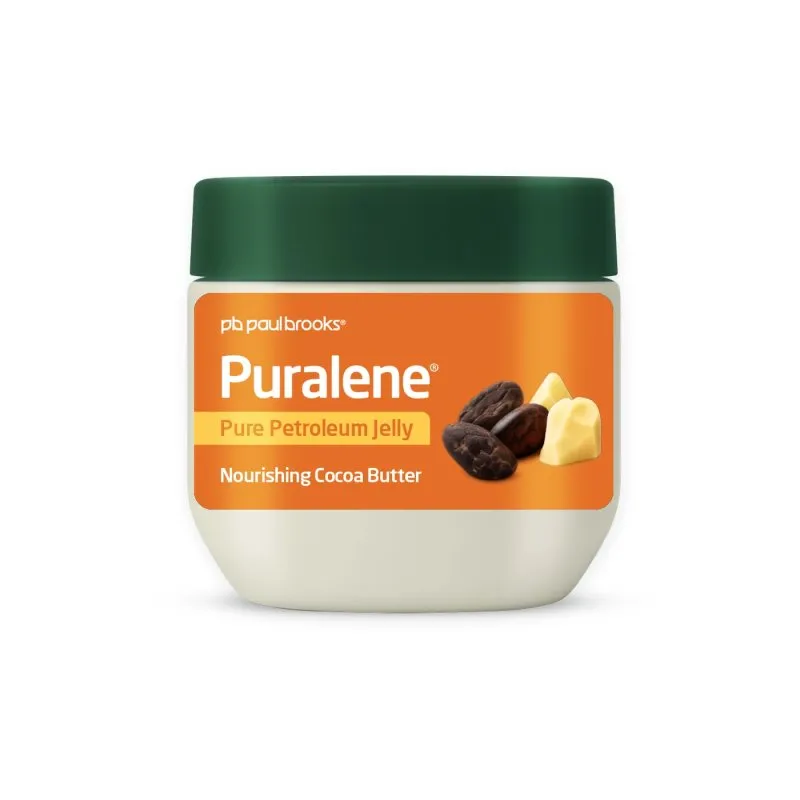 Puralene Petroleum Jelly Cocoa Butter by Paul Brooks, product pack on a white background