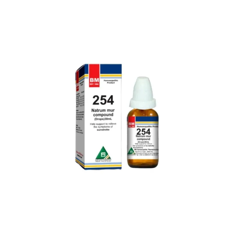 BM 254 Drops homeopathic drops on a pure white background