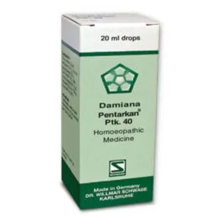 Damiana Pentarkan Ptk. 40 20ml Drops by Dr. Willmar Schwabe, original homeopathic packshot on white background