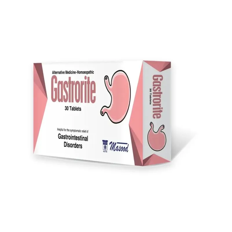 Gastrorite Tablets 30 Tablets by Dr. Masood, original product carton on a white background