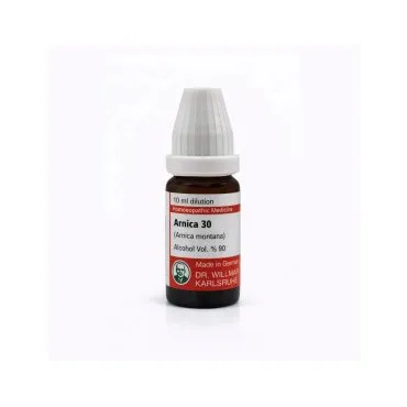 Arnica Montana 10ml homeopathic dilutions and mother tincture bottle or pack on white background