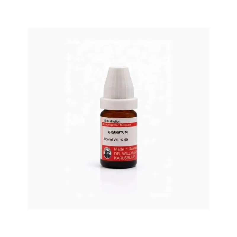 Granatum 10ml homeopathic dilutions and mother tincture bottle or pack on white background