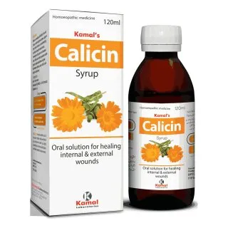 Calicin Syrup 120 ml, Kamal Laboratories product pack on a white background