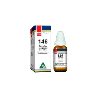 BM 146 Drops homeopathic drops on a pure white background