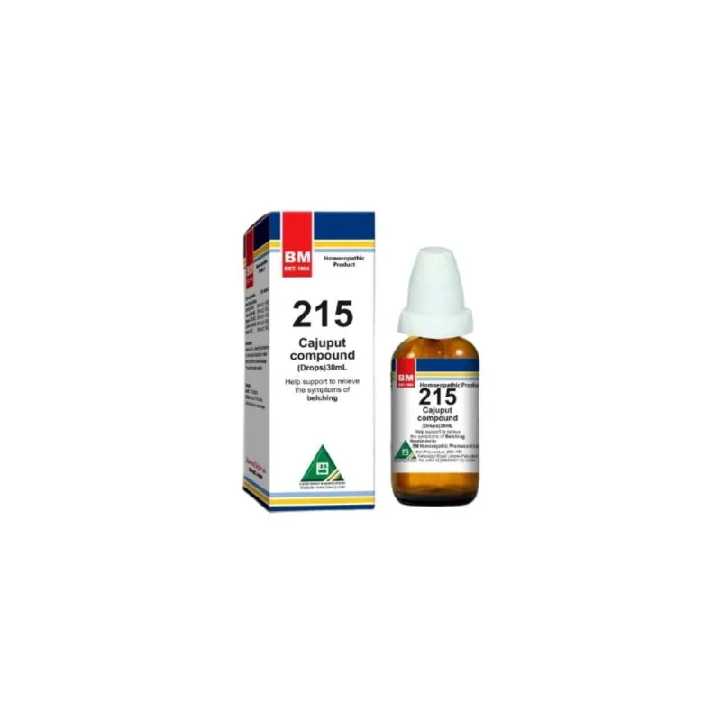 BM 215 Drops homeopathic drops on a pure white background