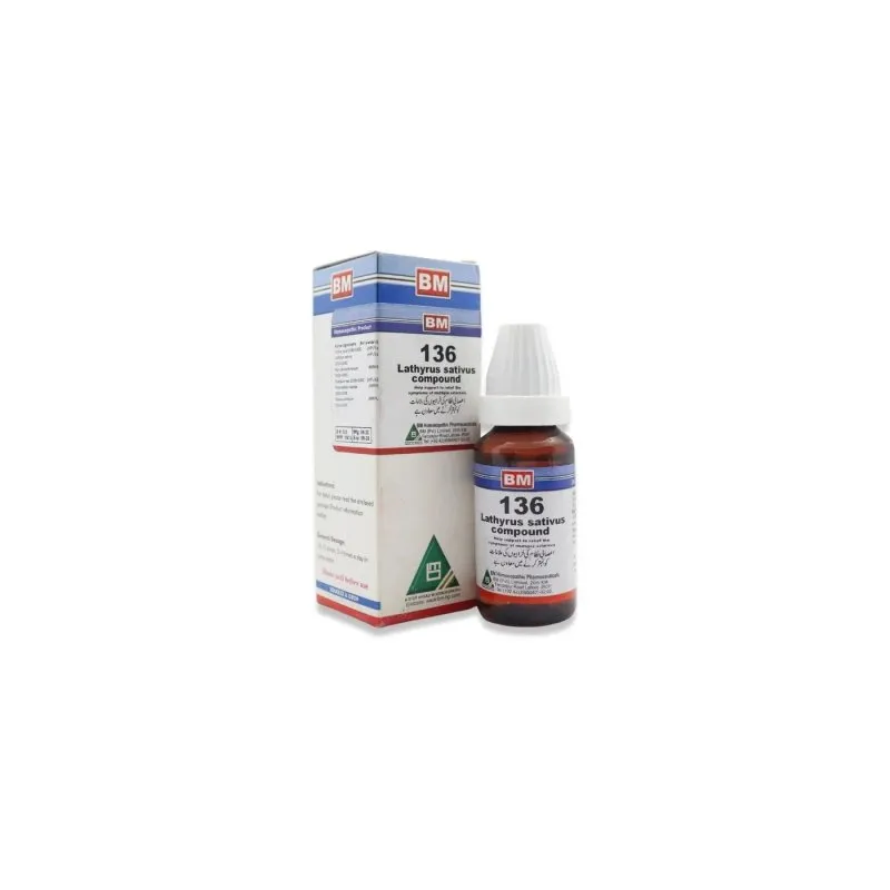 BM 136 Drops homeopathic drops by BM Homoeopathic Pharmaceuticals on a pure white background