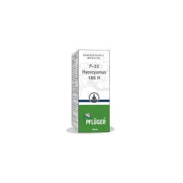 P-33 Hyoscyamus 186 H by Pflüger, product carton centered on a white background