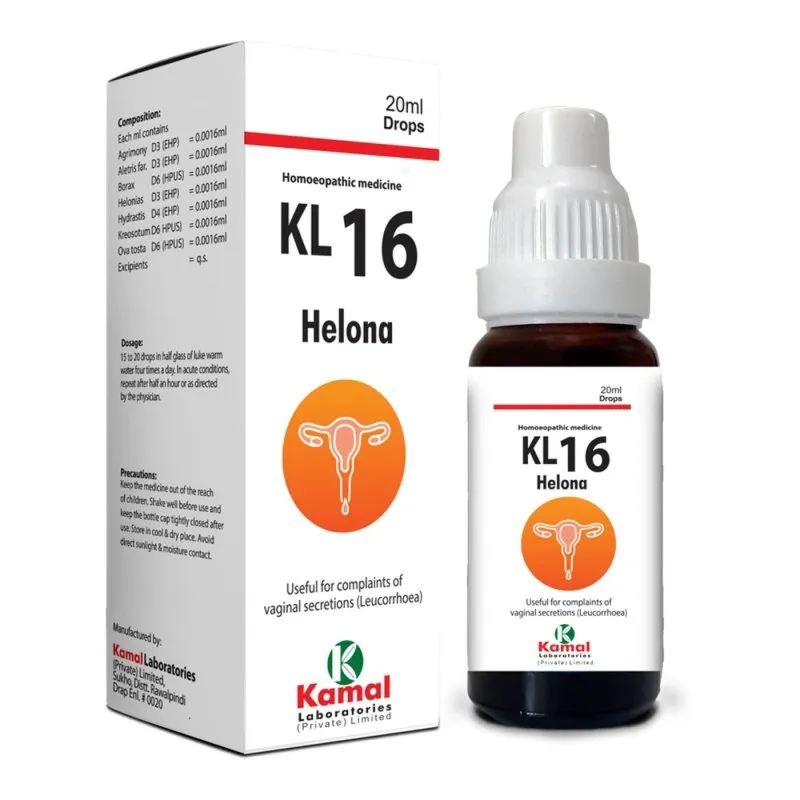 KL 16 (HELONA) 20 ml, Kamal Laboratories product pack on a white background