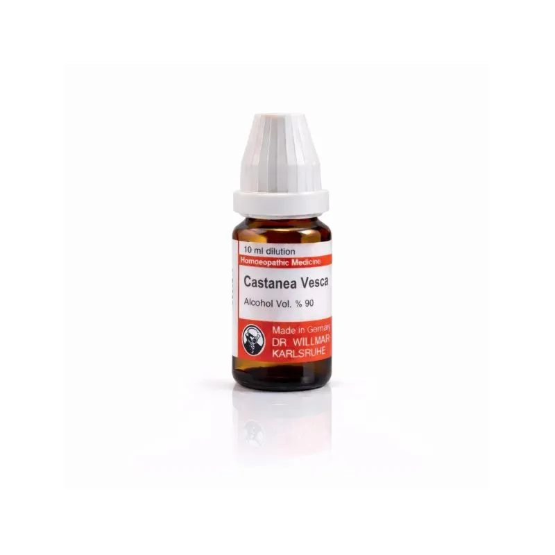 Castanea Vesca 10ml homeopathic dilutions and mother tincture bottle or pack on white background