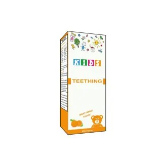 Teething by Dr Zia Pharma, product pack centered on a white background