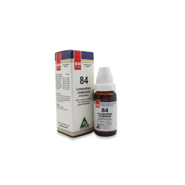 BM 84 Drops homeopathic drops by BM Homoeopathic Pharmaceuticals on a pure white background