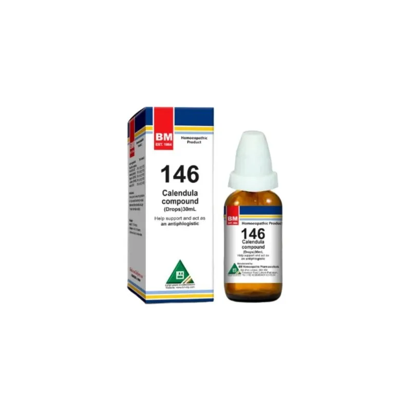 BM 146 Drops homeopathic drops on a pure white background