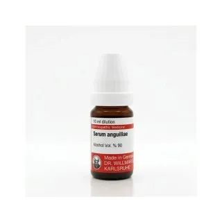 Serum Anguillae - Aalserum 10ml liquid homeopathic dilution bottle or pack on white background