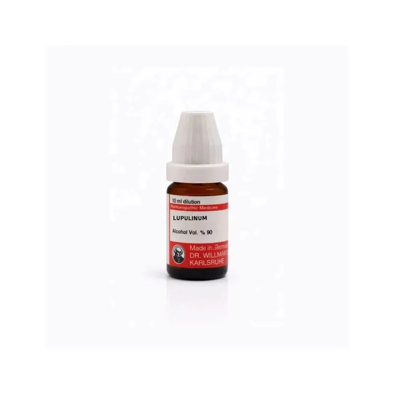 Lupulinum 10ml homeopathic dilutions and mother tincture bottle or pack on white background