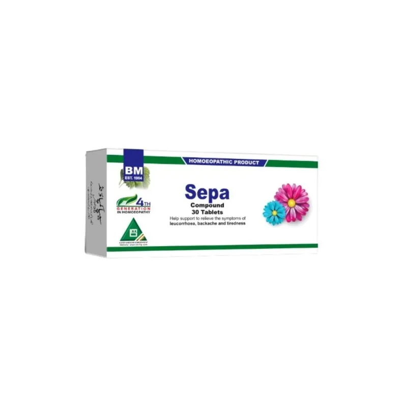 Sepa Compound Tablets homeopathic tablets on a pure white background