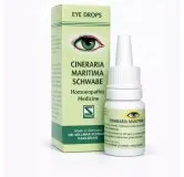 Cineraria Maritima Schwabe eye drops 10 ml box and bottle on white background