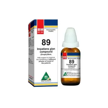 BM 89 Drops homeopathic drops on a pure white background