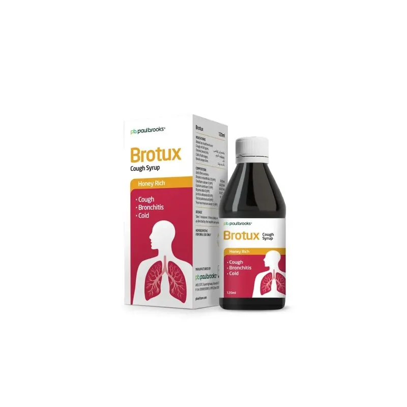 Brotux Honey Cough Syrup by Paul Brooks, product pack on a white background