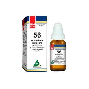 BM 56 Drops homeopathic drops on a pure white background