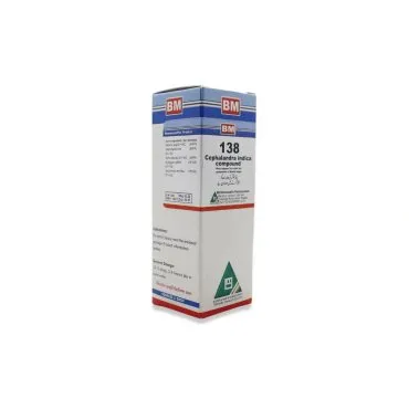 BM 138 Drops homeopathic drops by BM Homoeopathic Pharmaceuticals on a pure white background