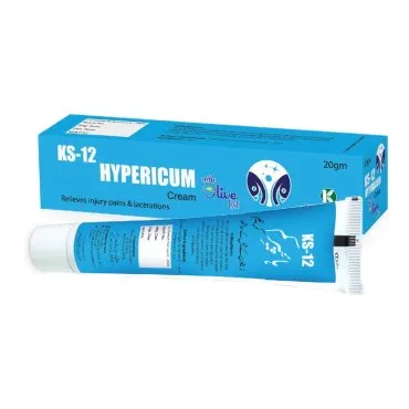 KS 12  HYPERICUM Cream (With Olive Oil) 20 g, Kamal Laboratories product pack on a white background
