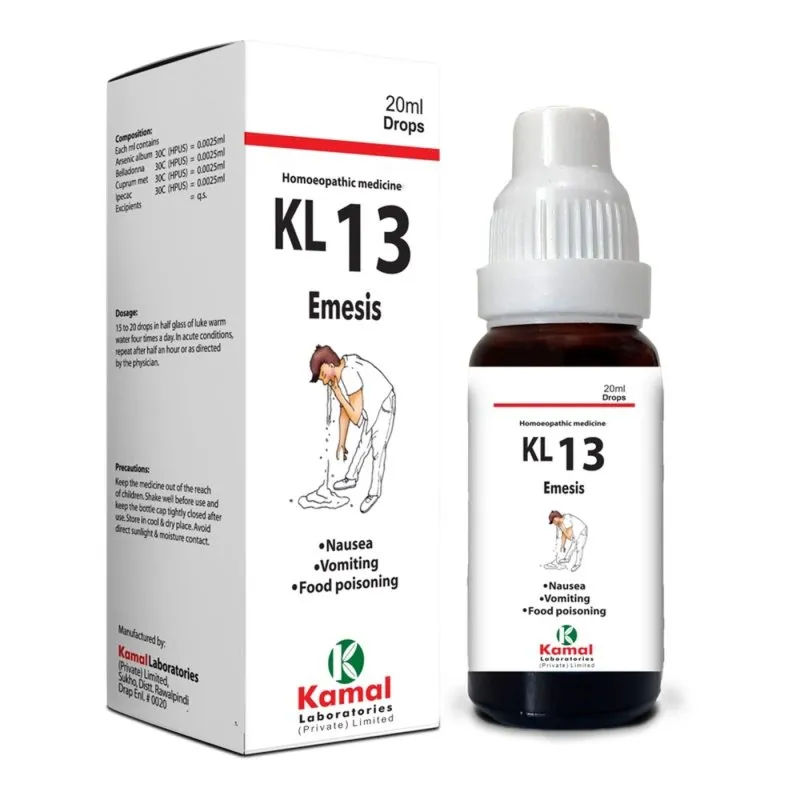KL 13 (EMESIS) 20 ml, Kamal Laboratories product pack on a white background