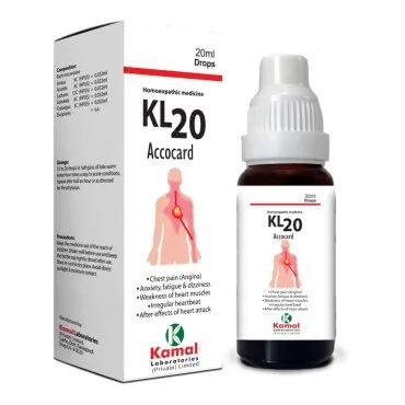 KL 20  (ACOCARD) 20 ml, Kamal Laboratories product pack on a white background