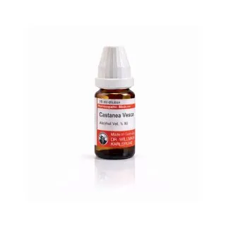 Castanea Vesca 10ml homeopathic dilutions and mother tincture bottle or pack on white background