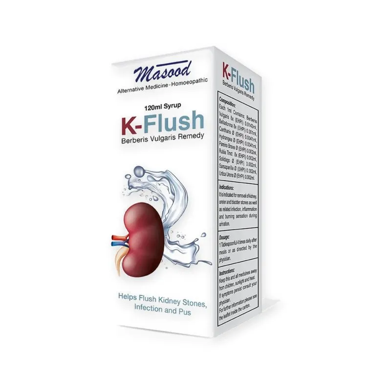 K-Flush Syrup by Dr. Masood, original product packaging on a white background