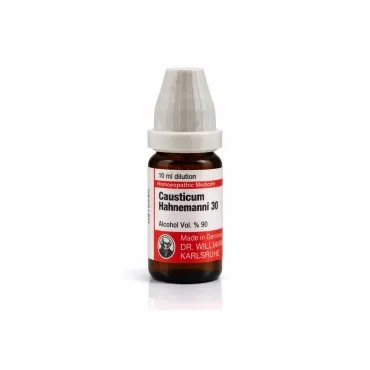 CAUSTICUM 10ml homeopathic dilutions and mother tincture bottle or pack on white background