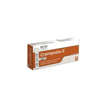 Crampozia Z by Dr Zia Pharma, product pack centered on a white background