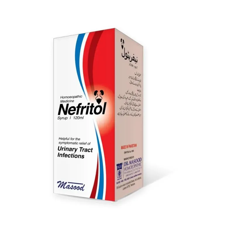 Nefritol Syrup by Dr. Masood, original product packaging on a white background