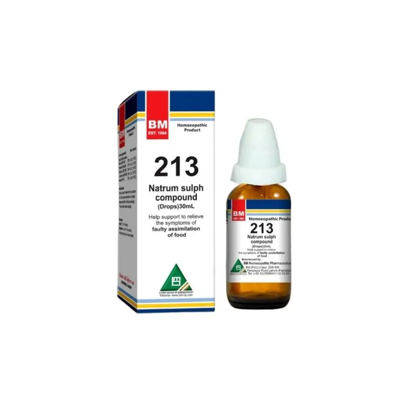 BM 213 Drops homeopathic drops on a pure white background