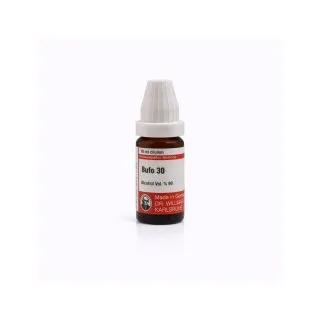 Bufo 10ml liquid homeopathic dilution bottle or pack on white background
