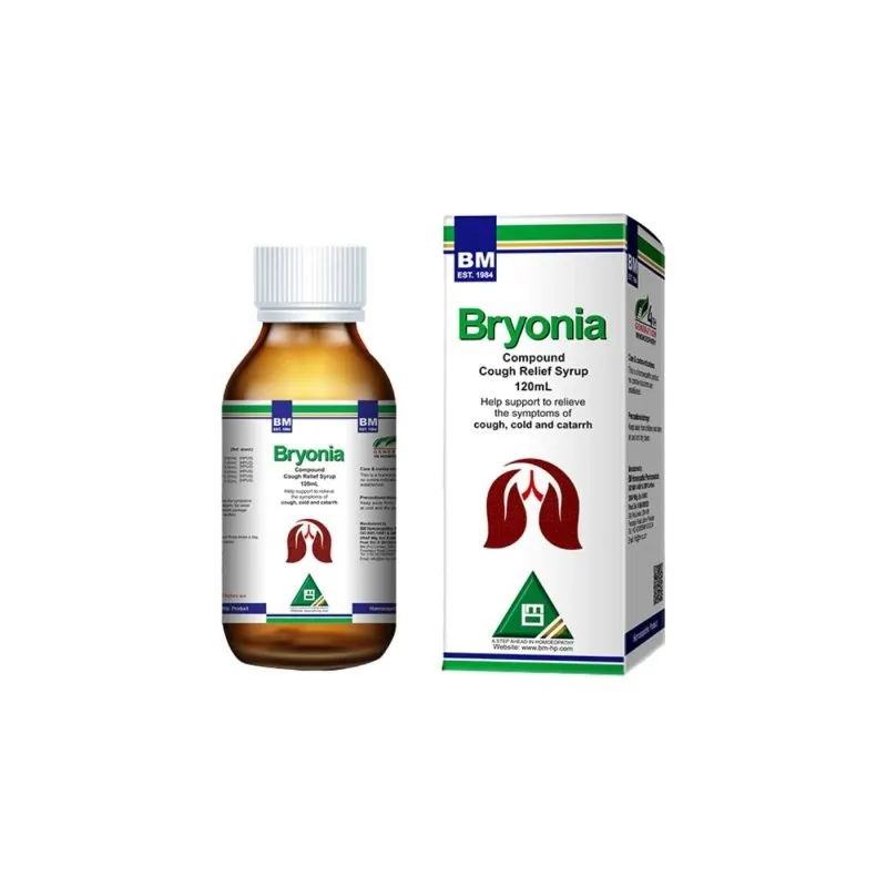 BM Bryonia Cough Syrup homeopathic syrup on a pure white background