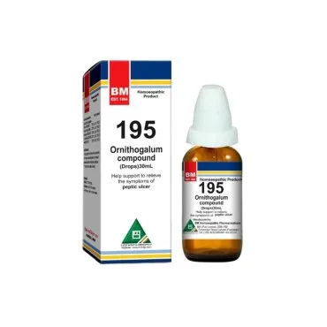 BM 195 Drops homeopathic drops on a pure white background